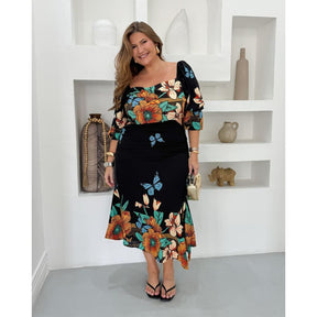 Vestido Midi Parati Fundo Preto